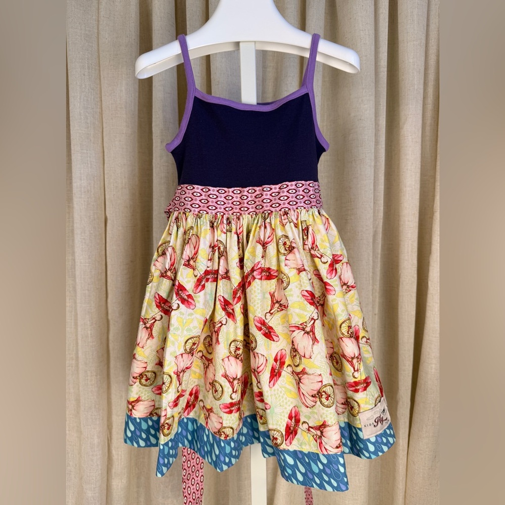 KIDS FLY TOO Girls Parasol & Raindrop Print Sash-Tie Sundress 4T NWOT